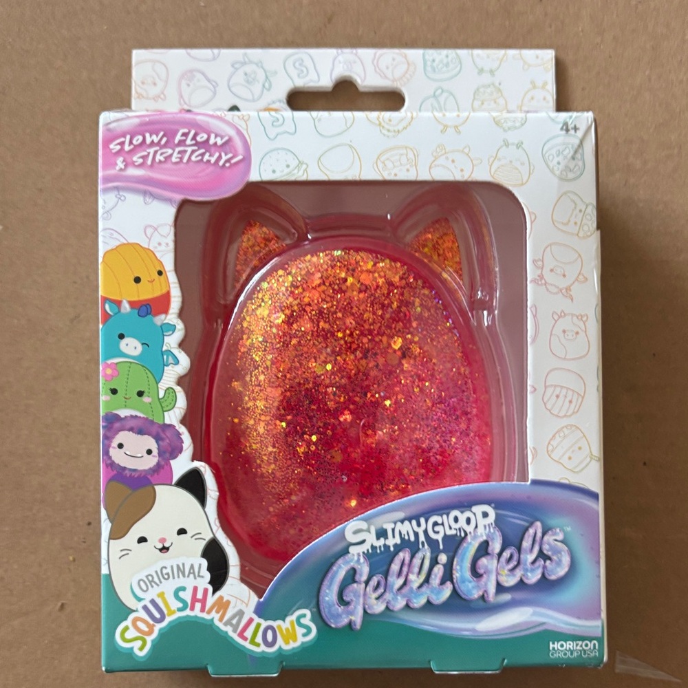 Gelli Gels Red Glitter Cat Squishmallow Toy